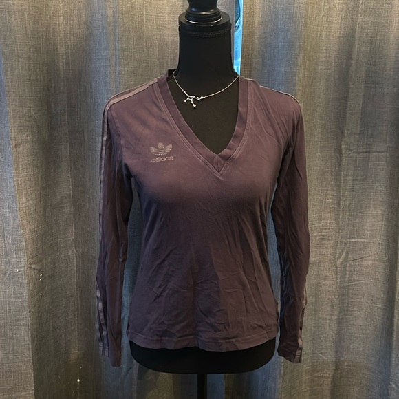Purple ADIDAS Long Sleeve V Neck - Picture 1 of 4